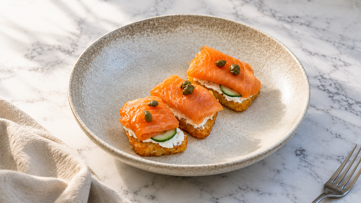 Hash Brown with Smoked Salmon & Cream Cheese
