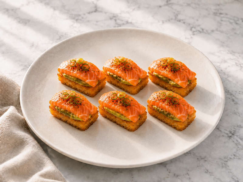 Fresh Salmon Sashimi Crispy Rice Bites