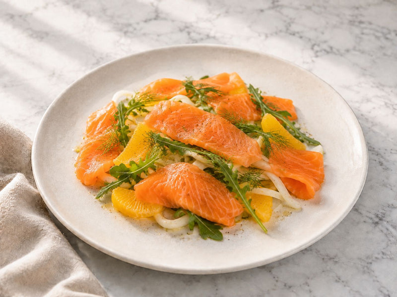 Light-Smoked Salmon Sashimi with Fennel & Orange Salad