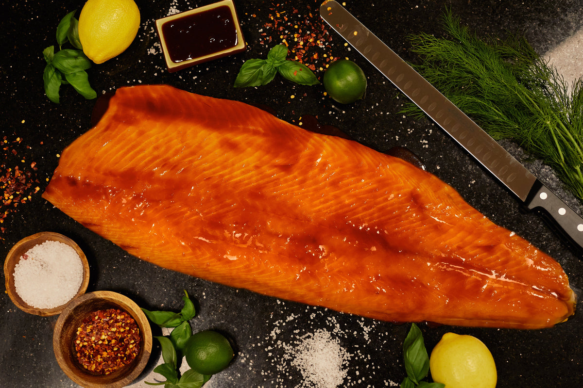Whole Miso Marinated Light-Smoked Atlantic Salmon Fillet (1.1-1.4kg)