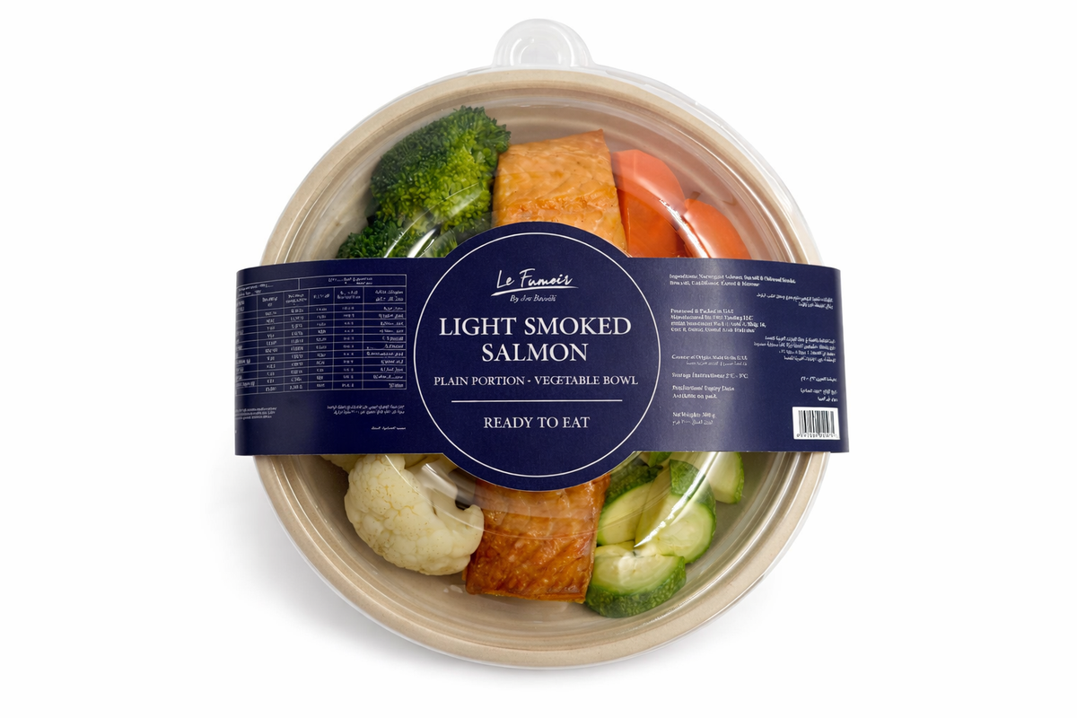 Ready to Eat - Light Smoked Salmon Plain Portion with Vegetable Bowl - 300g
